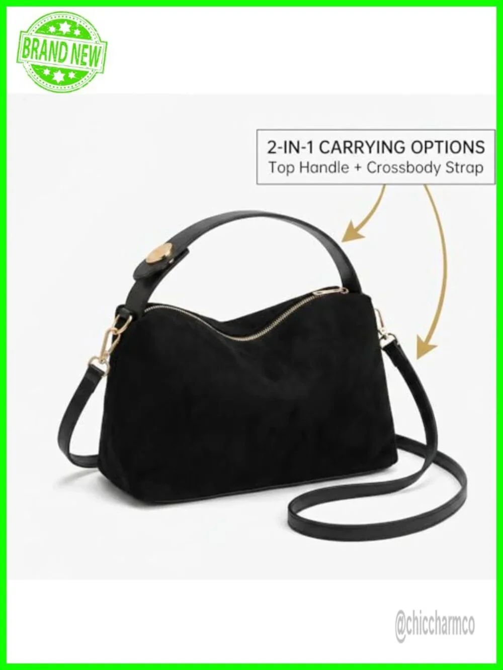 Suede Nubuck Leather Slouchy Purse Convertible Crossbody Satchel Work Bag